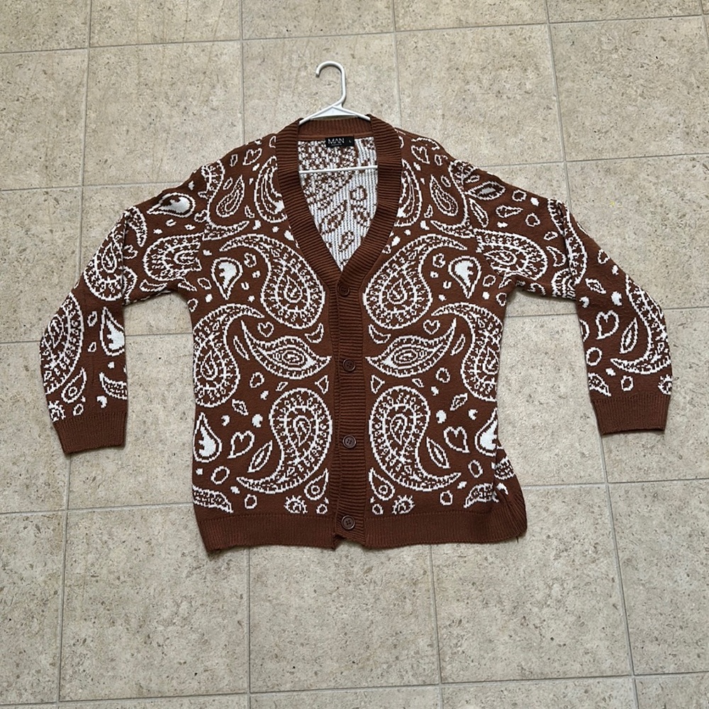 Bandana Print Knitted Cardigan
